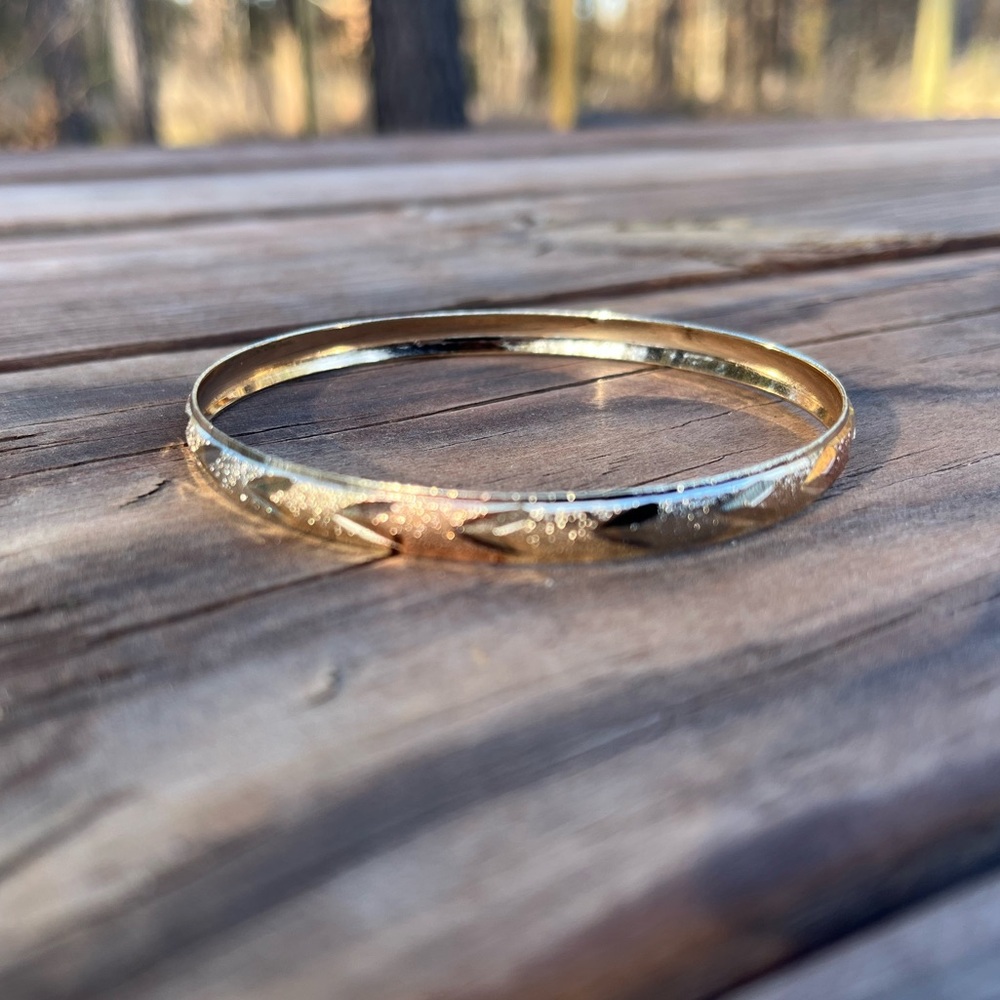18K Tri-gold 18K Filled Rose Gold/Yellow Gold/White Gold Bangle Bracelet New